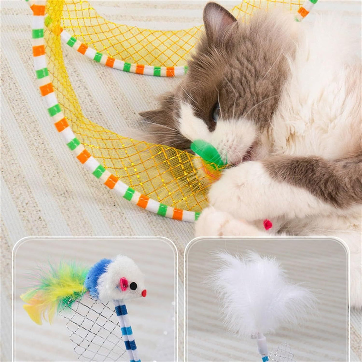 Cat toys cat tunnel cat teaser self-entertainment channel drilling ring foldable