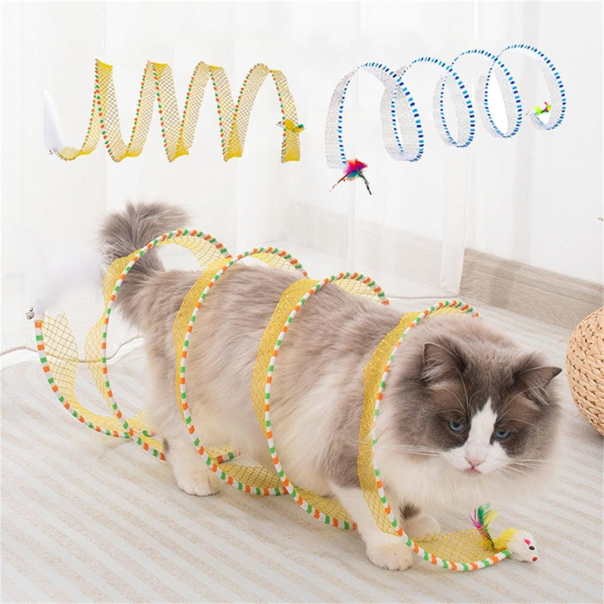 Cat toys cat tunnel cat teaser self-entertainment channel drilling ring foldable