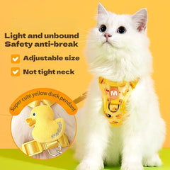 New cat traction rope cute little yellow duck anti-breakaway vest pet chest and back adjustable Set