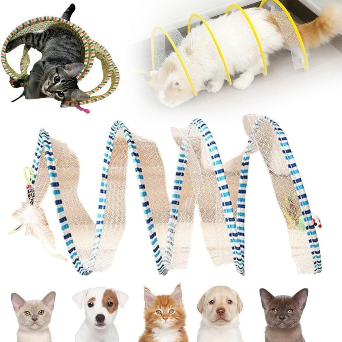 Cat toys cat tunnel cat teaser self-entertainment channel drilling ring foldable