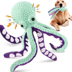 Pet dog bite-resistant teeth-cleaning octopus plush sound toy